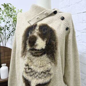 Women's pullover sweater with puppy pattern